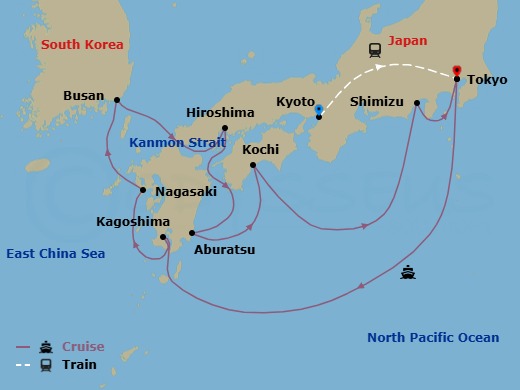 Highlights Of Japan - Tour 3E Route Map