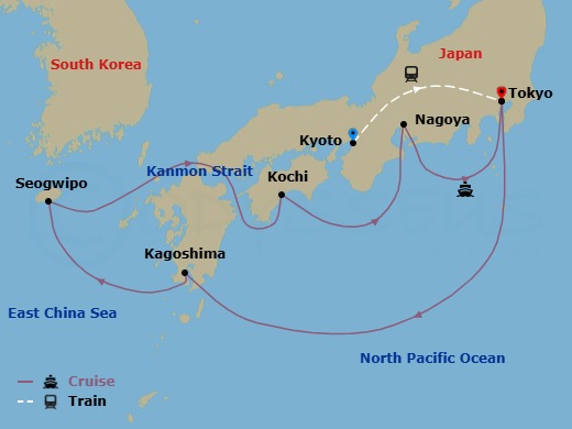 Highlights Of Japan - Tour 3H Route Map