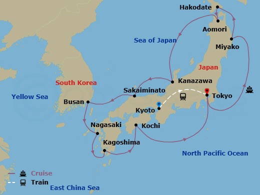 Highlights Of Japan - Tour 3G Route Map