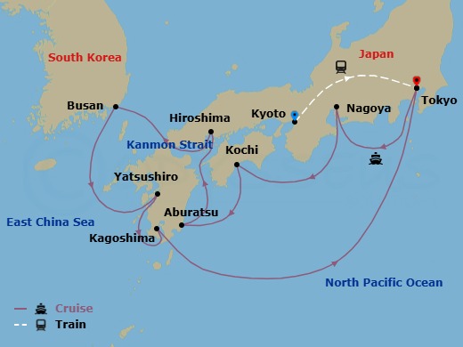 Highlights Of Japan - Tour 3E Route Map