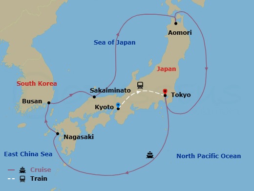 Highlights Of Japan - Tour 3C Route Map