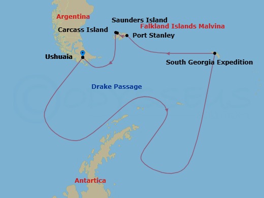 Ushuaia Roundtrip Route Map