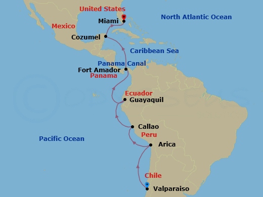Valparaiso To Miami Route Map