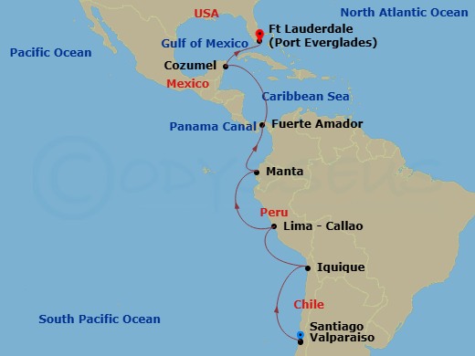Panama & Scenic South America Route Map