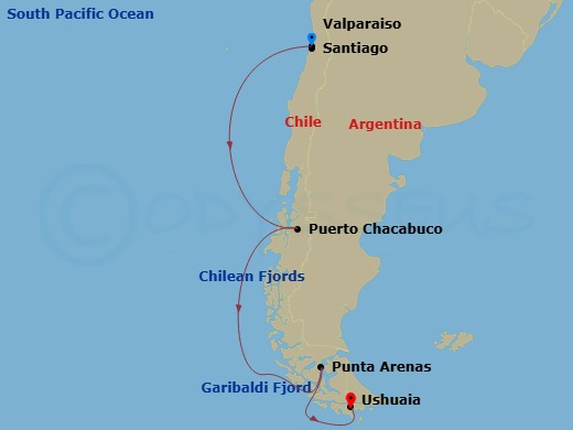 Chilean Fjords & Scenic Shores Route Map