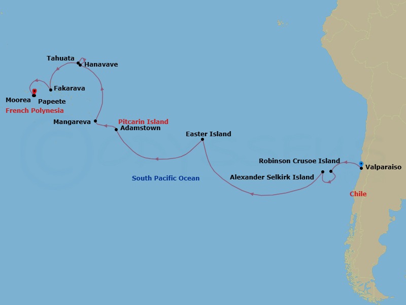 Valparaiso To Papeete Route Map