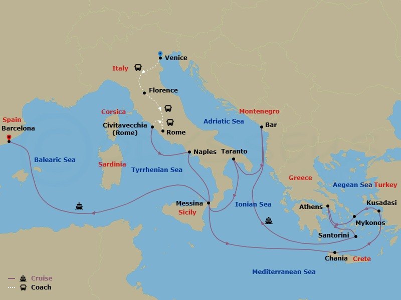 Classic Italy - Tour 4B Route Map