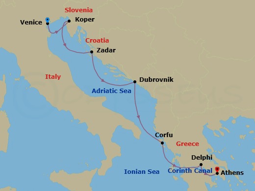 Winter In Croatia & Greece Route Map