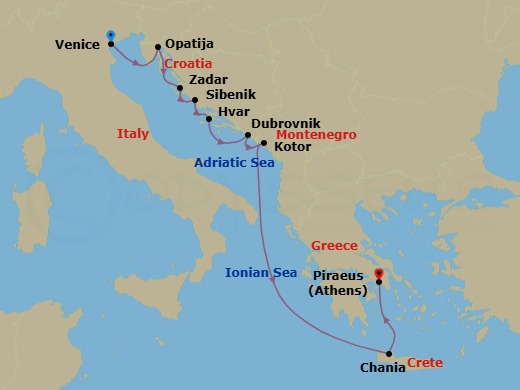 Croatia Intensive Cruise: Zadar, Hvar & Dubrovnik Route Map