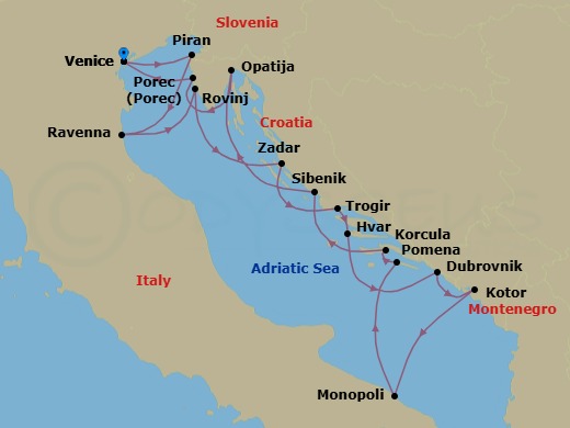 Star Collector: Adriatic Odyssey Route Map
