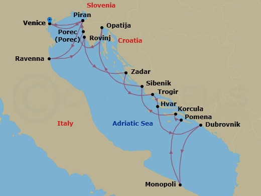 Star Collector: Adriatic Odyssey Route Map