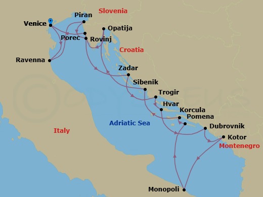 Star Collector: Adriatic Odyssey Route Map