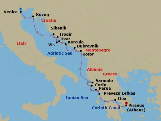 Discover The Mediterranean From Venice To Athens Route Map