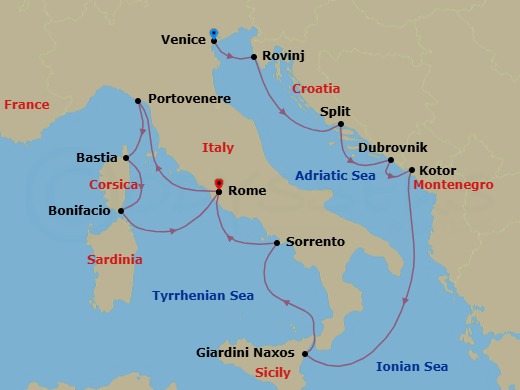 Adriatic Shores & Italian Coasts Route Map