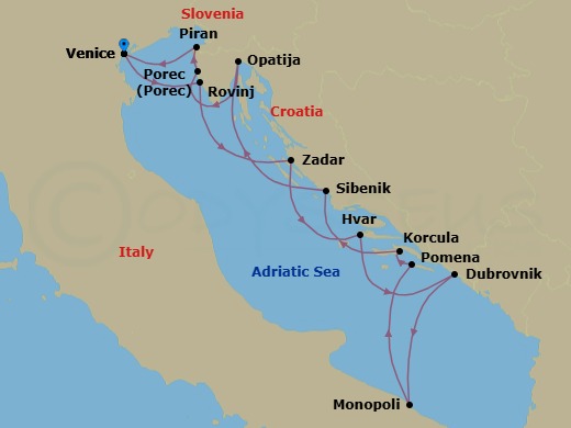 Iconic & Hidden Croatia Route Map