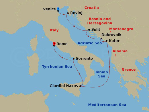 Classic Italy & Dalmatian Coast Route Map