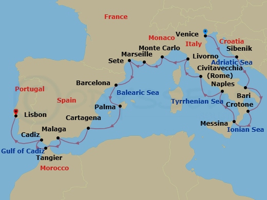 Adriatic & Mediterranean Discovery Route Map