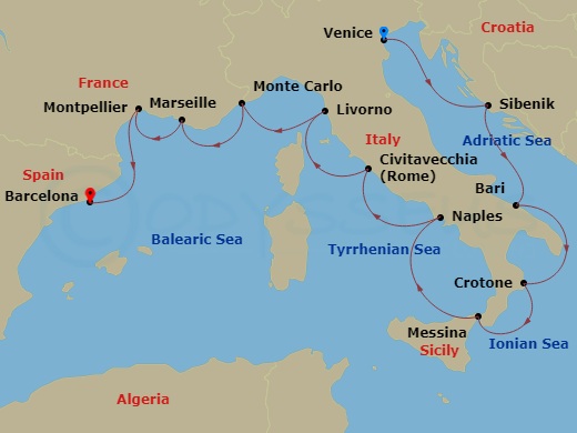 Mediterranean & Italian Sojourn Route Map