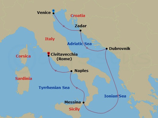 Winter Italy And The Dalmatian Coast Route Map