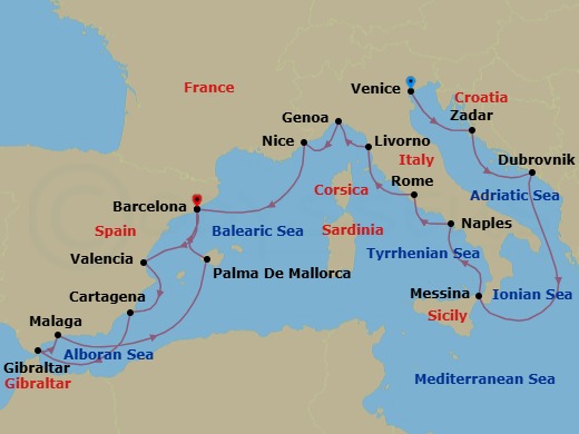 Star Collector: Winter Mediterranean Adventure Route Map