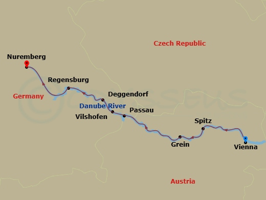 Vineyards & Palaces Along The Danube (2028) Route Map
