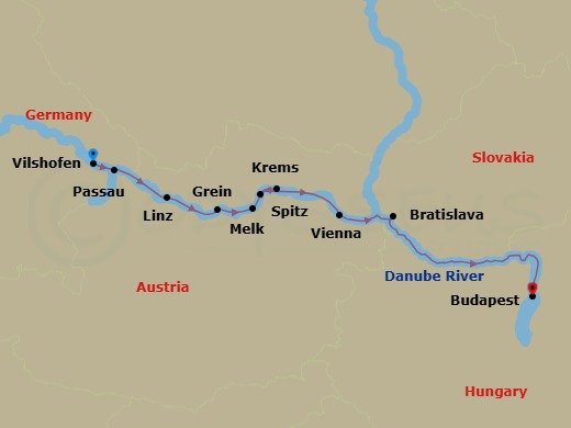 7 Night Icons Of The Danube Route Map