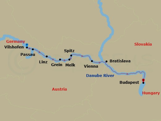 7 Night Icons Of The Danube Route Map
