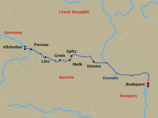 7 Night Icons Of The Danube (Wine Cruise) Route Map