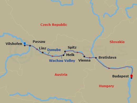 7 Night Icons Of The Danube (Christmas) Route Map