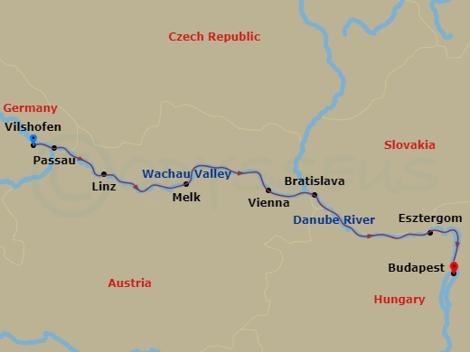 Illuminations On The Danube (Eastbound) Route Map