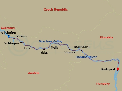 Danube Dreams (Eastbound) Route Map