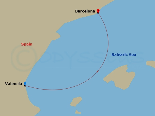 Mediterranean, 1 Nights Route Map