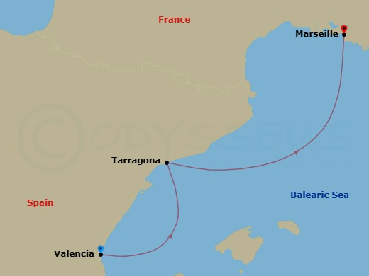 Mediterranean, 2 Nights Route Map
