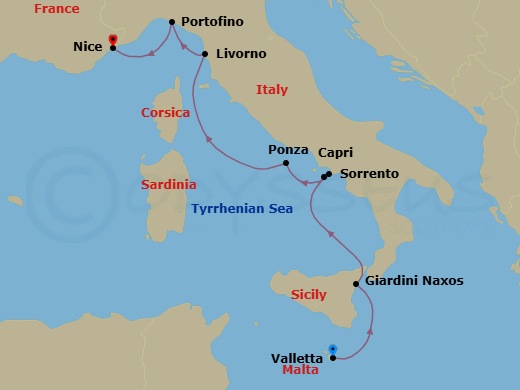 Valletta To Nice Route Map