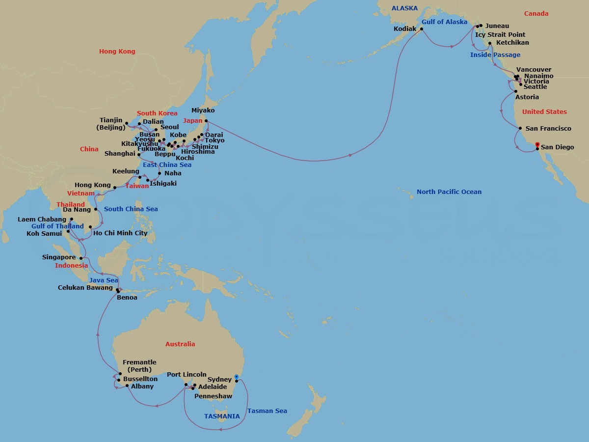 Sydney To San Diego Grand Voyage Route Map