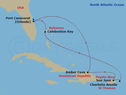 8-Day Eastern Caribbean Route Map