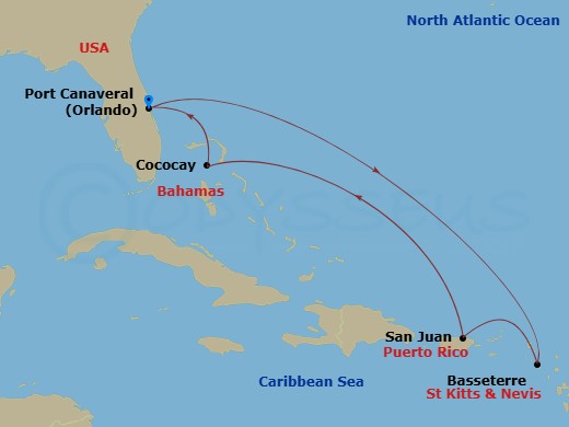 7 Night Perfect Day Cococay & East Carib Route Map
