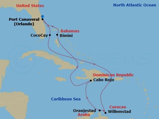 9 Night Southern Caribbean & Perfect Day Route Map