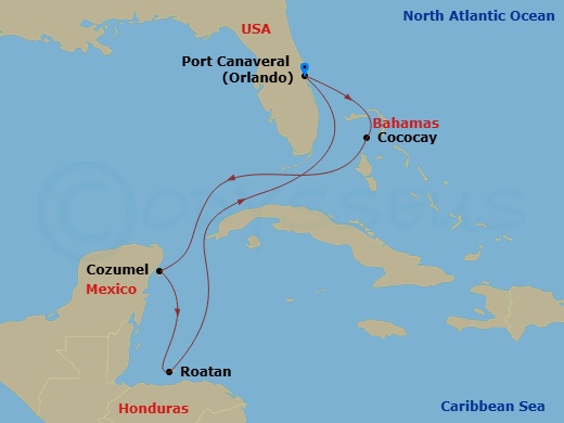 7 Night Perfect Day Cococay & West Carib Route Map