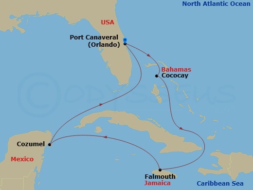 7 Night Perfect Day Cococay & West Carib Route Map