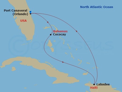 5 Night Perfect Day Cococay & East Carib Route Map