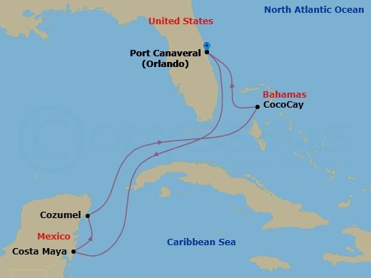 7 Night Perfect Day Cococay & West Carib Route Map