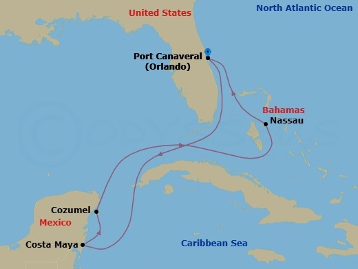7 Night Western Caribbean Route Map