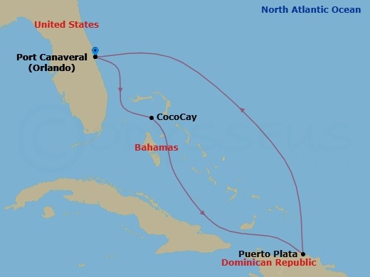 5 Night Perfect Day Cococay & East Carib Route Map