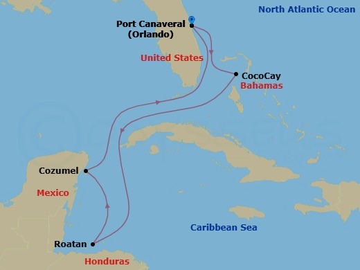 7 Night Perfect Day Cococay & West Carib Route Map