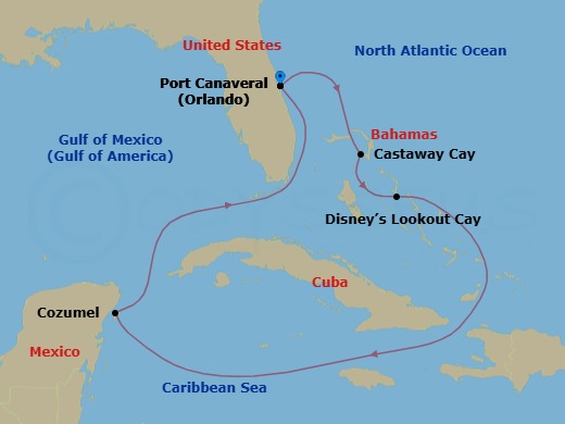 7-Night Very Merrytime Western Caribbean Cruise From Port Canaveral Route Map