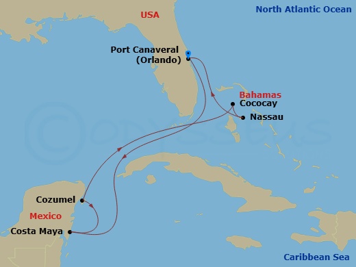7 Night Perfect Day Cococay & West Carib Route Map