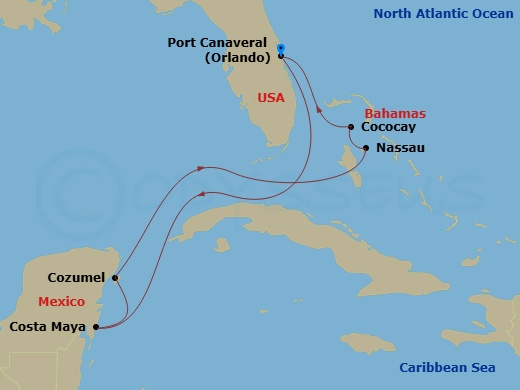 7 Night Perfect Day Cococay & West Carib Route Map