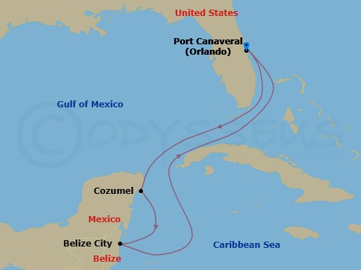 6-Day Western Caribbean Cruise Route Map