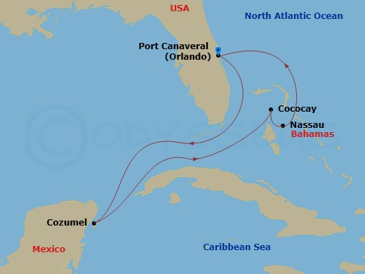 6 Night Western Caribbean & Perfect Day Route Map